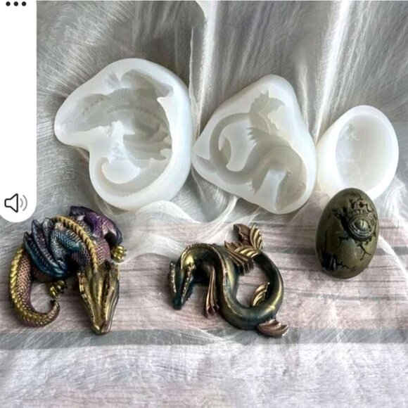 Western Dragon Silicone Molds Set of 3 - Picture 1 of 2